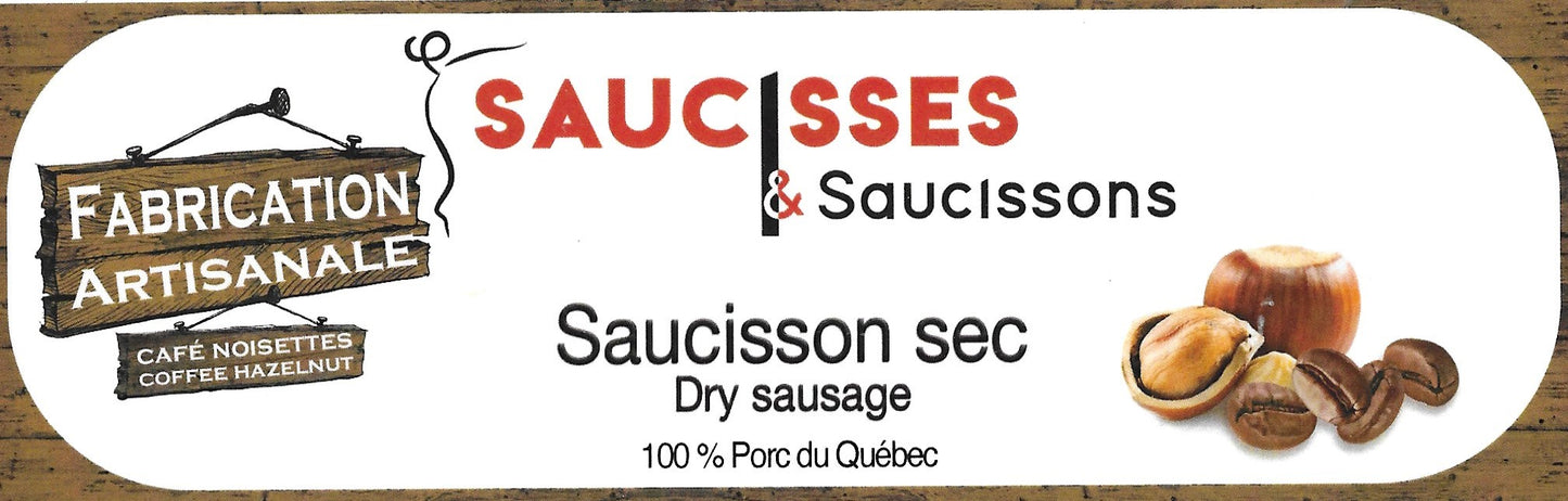 Saucisson sec à saveur de café et noisettes